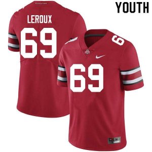 NCAA Ohio State Buckeyes Youth #69 Trey Leroux Scarlet Nike Football College Jersey CKW2045BD